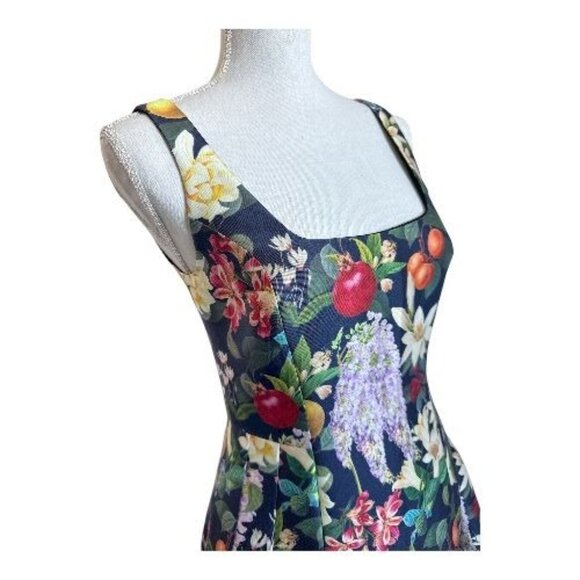 SACHIN & BABI Mia Fruit and Floral Print Cocktail Tea Length Dress Size 2 - Picture 4 of 9